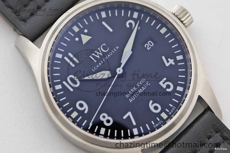 MIROTIME 0122 Vibrant Mark XVIII IW327001 SS M+F 1:1 Best Edition Black Dial on Black Leather Strap A 7055